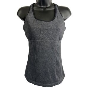 Lucy Tank Top Womens Medium Gray Racerback Shelf Bra Activewear Athletic Workout